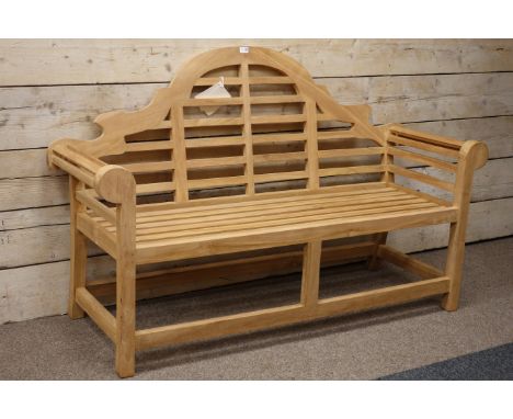 Solid teak Lutyens style garden bench, W165cm   Condition Report   Click here for further images, condition, auction times & 
