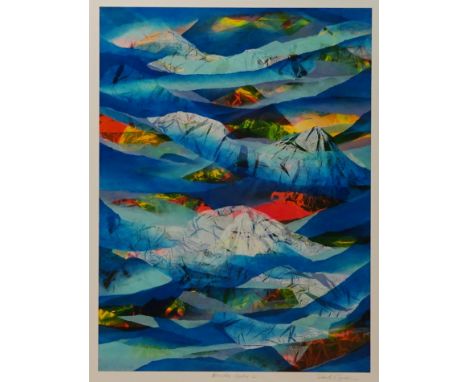 'Mountain Realm 2', Derek English screen print, signed pencil, 64cm x 48xm    Condition Report   Click here for further image