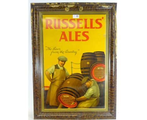 Russells' Ale vintage advertising tin sign L74cm x W53cm    Condition Report   Click here for further images, condition, auct
