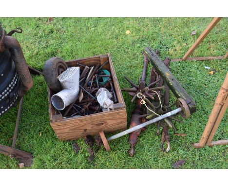 Box of various sundry bolts, tools and workshop clearance items