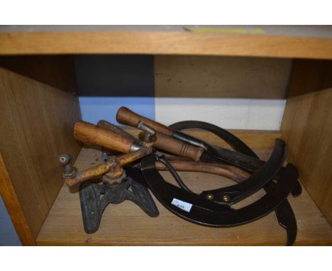 Mixed Lot vintage tools to include range various sickles, vintage garden sprinkler etc