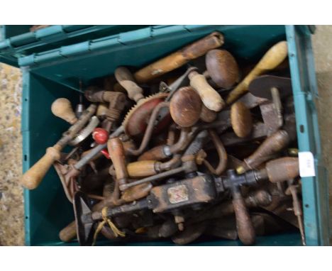 Large box of various drills and other tools