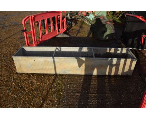 A galvanised livestock drinking trough
