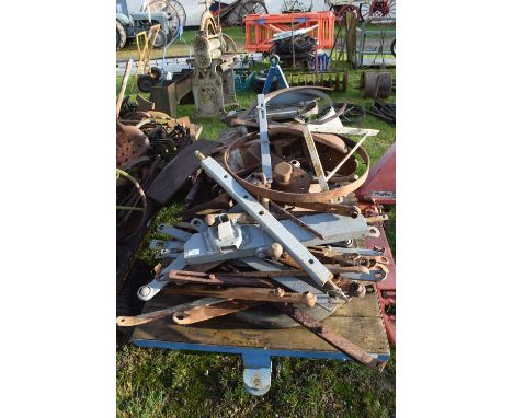 Large Mixed Lot: Various iron machinery parts, possibly Ferguson together with a further radiator, tractor seat etc - NOTE: D