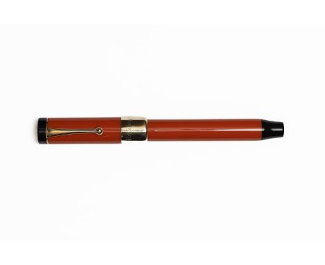 Bexley Deluxe limited edition red fountain pen with 10 K cap band. This was one of Bexleyâ€™s early pens, it was inspired by 