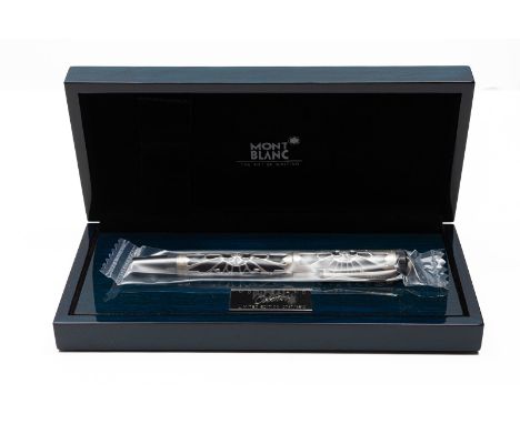 1993 Montblanc Octavian sterling silver filigree Patron of the Arts fountain pen with box, papers and outer box. The Octavian