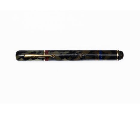 Cameleon black and pearl marble double ended fountain pen combination. Cameleon pens are well known and prized by collectors 