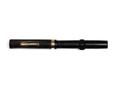 Conklin Duragraph black hard rubber senior size Crescent Filler fountain pen. The last of the Crescent filler pens before the