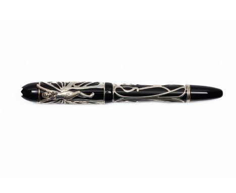 2002 Montblanc Andrew Carnegie sterling silver limited edition Patron of the Arts fountain pen, boxed. Andrew Carnegie was an