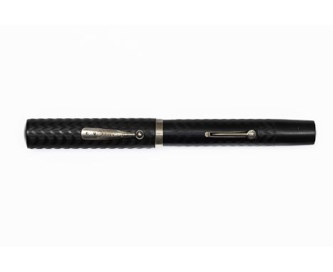 Waterman Ideal 58 lever fill black chased hard rubber fountain pen. The 58 model was the largest size lever fill model pen ma