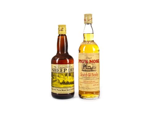 SHEEP DIP 8 YEARS OLD Blended Malt Scotch Whisky 70cl, 40% volume. PIG'S NOSE AGED 5 YEARS Blended Scotch Whisky 70cl, 40% vo
