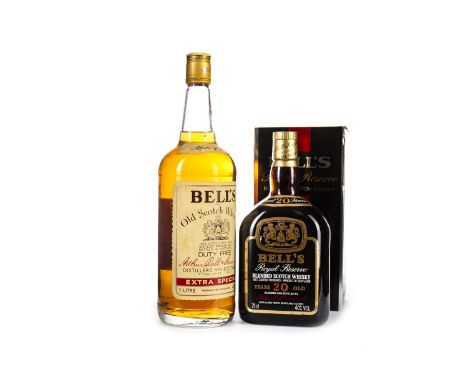 BELL'S ROYAL RESERVE 20 YEARS OLD Blended Scotch Whisky 75cl, 40% volume, in carton. BELL'S EXTRA SPECIAL - ONE LITRE Blended