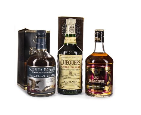 OLD ST ANDREWS ALBATROSS Blended Scotch Whisky 700ml, 40% volume. SCOTIA ROYALE 12 YEARS OLD Blended Scotch Whisky 26 2/3 fl.