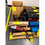 Assorted Tools, Big Red Cable Comealong, 4,000 LB. Capacity, Chicago 9" Angle Grinder, Powerpress Cl