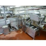 (Formulation) s/s frame inclined belt conveyor on casters c/w: approx. 24 in. W. x 45 ft. L. plastic