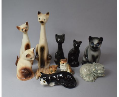 A Collection of Various Mid 20th Century Cat Ceramic Ornaments Etc 