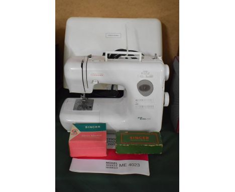 A Janome My XL 4023 Sewing Machine with Instruction Book Together with Two Boxes Containing Vintage SInger Sewing Machine Acc