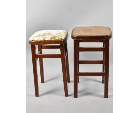 Two Vintage Square Topped Stools 
