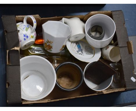 A Box of China and Glass to Include Teapot etc 