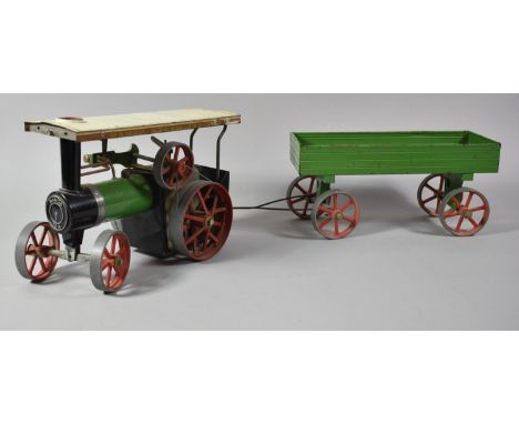 A Vintage Mamod Steam Traction Engine with Trailer 