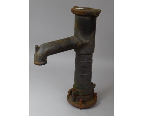 A Vintage Cast Iron Pump Head, Missing Handle, 46cm Long 