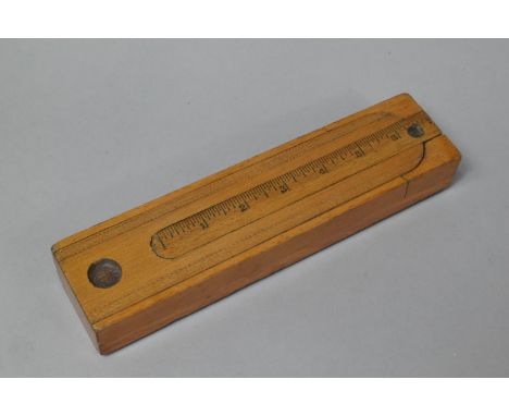 A Mid 20th Century Wooden Pencil Case with Inbuilt Ruler Slide 