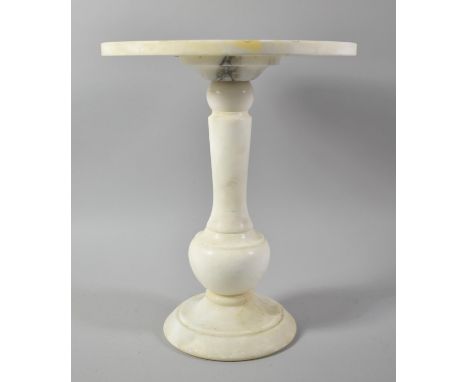 A Vintage Alabaster Circular Topped Stand with Vase Support, 29cm Diameter and 36cm high 
