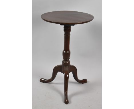 A Circular Topped Mahogany Snap Top Wine Table on Tripod Support, 38cm Diameter 