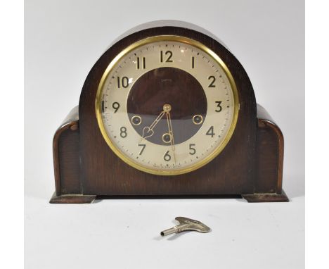 A Mid 20th Century Oak Cased Westminster Chime Mantle Clock, 31cm wide 