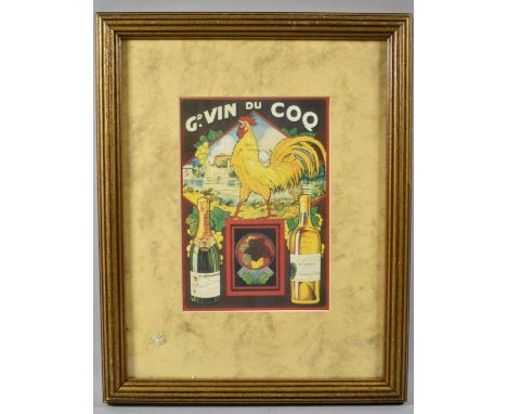 A Gilt Framed French Advertising Print for Grand Vin Du Coq, 19x13cm 