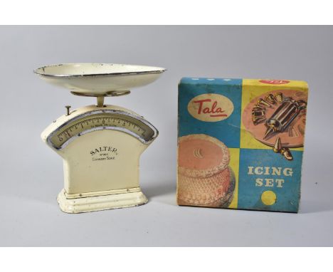 A Set of Salter No.30c Cookery Scales Together with a Vintage Icing Set in Original Cardboard Box 