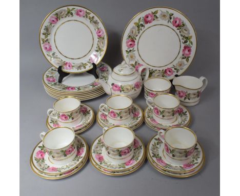 A Royal Worcester Royal Garden Party Dinner Service to comprise Cups, Saucers, Side Plates, Bowl, Teapot, PLates, Cake Plates