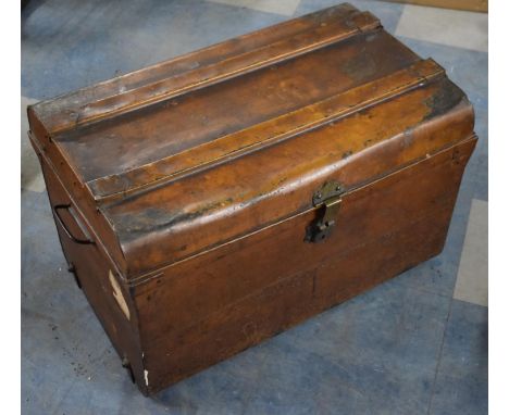 A Vintage Scumble Glazed Tin Travelling Trunk, 65cm Wide 