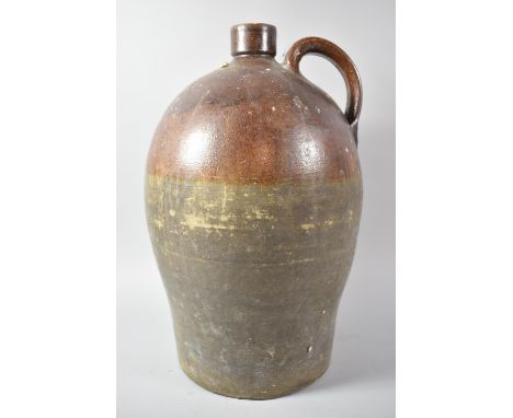 A 19th Century Salt Glazed Bellarmine Type Stoneware Flask, 45cm high 