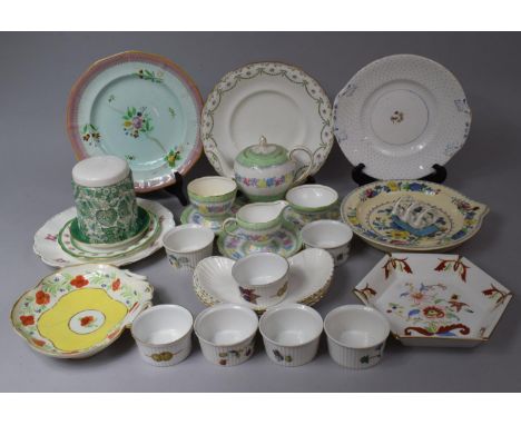 A Collection of Various Ceramics to comprise Gilt and Blue Decorated Two Piece Toast Rack, 19th Century Plate (Glued) Imari D