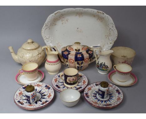 A Collection of 19th Century and Later Ceramics to comprise Imari Pattern Teapot, Moulded Gilt and Cream Ivy Decorated Exampl