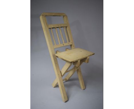 A Vintage Folding Wooden Seat 