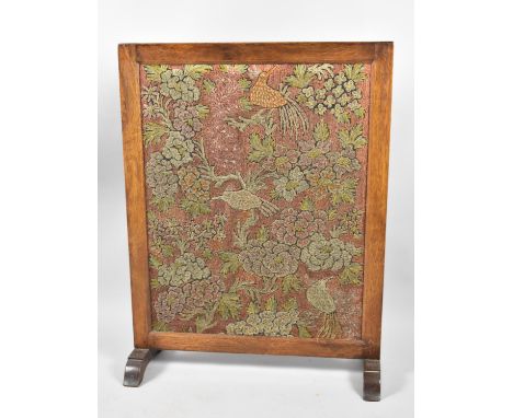 A Late 19th/Early 20th Century Mahogany Framed Fire Screen with Hand Woven Panel, 70cm wide 