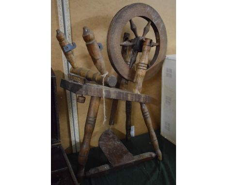 A Vintage Spinning Wheel Frame, Several Parts Missing 
