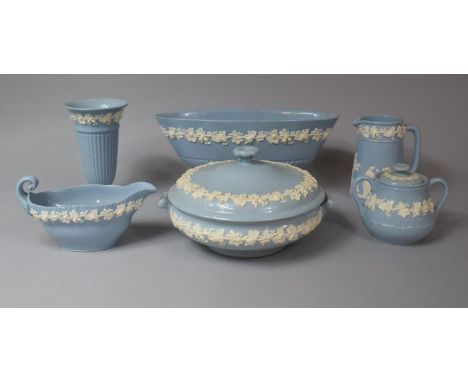 A Collection of 6 Pieces of Wedgwood Etruria Ceramics to include Planter, Vase, Jug, Two Handled Lidded Sugar, Jug, Lidded Tu