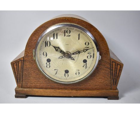 An Art Deco Oak Cased Enfield Westminster Chime Mantle Clock, 29.5cm Wide 