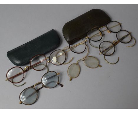 A Collection of Various Vintage Tortoiseshell Framed Spectacles and Two Cases 