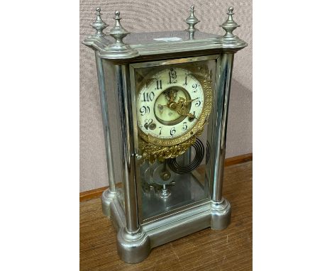 A late 19th Century American Ansonia chrome mantle clock 