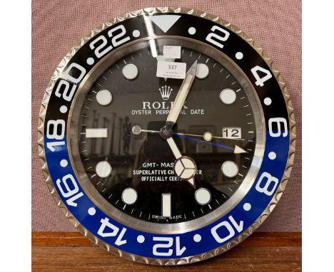 A Rolex dealers display wall clock 