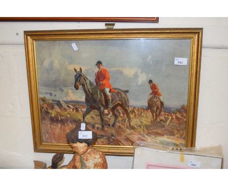 After Alfred Munnings, oleograph print, framed