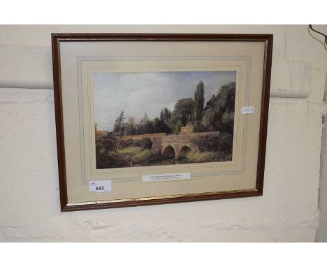 A coloured print Gillingham Bridge, Dorset