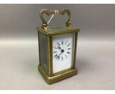 BRASS CARRIAGE CLOCK with Roman numerals11cm high
