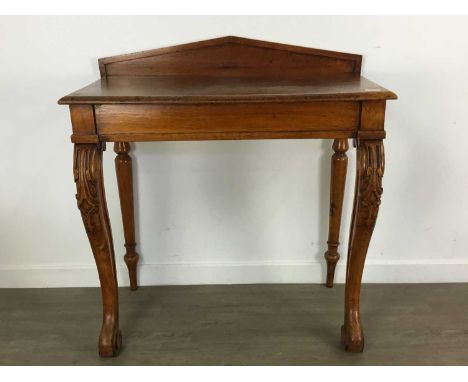 VICTORIAN OAK CONSOLE TABLE with carved supports90cm wide