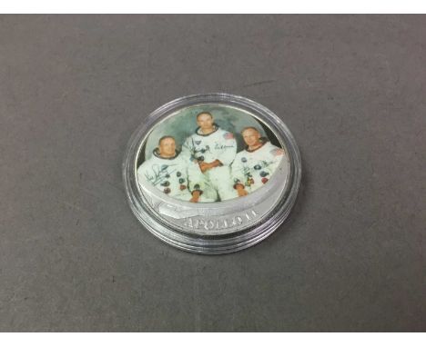 COLLECTION OF COMMEMORATIVE COINS AND INGOTS including crowns and other coins relating to Apollo 11, along with Prospector's 