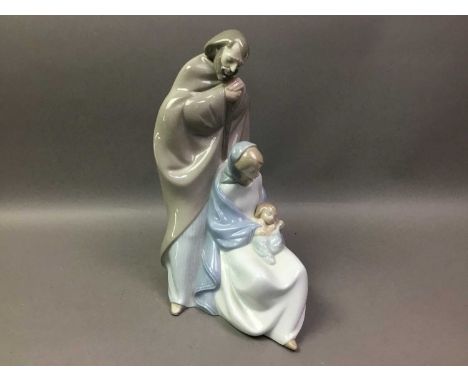 NAO FIGURE GROUP OF THE NATIVITY along with two Nao figures of girls, four Royal Doulton figures and two Coalport figuresQty: